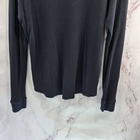 Faherty Shirt Womens Medium Black Thermal Waffle Long John Pima Cotton - Picture 7 of 10